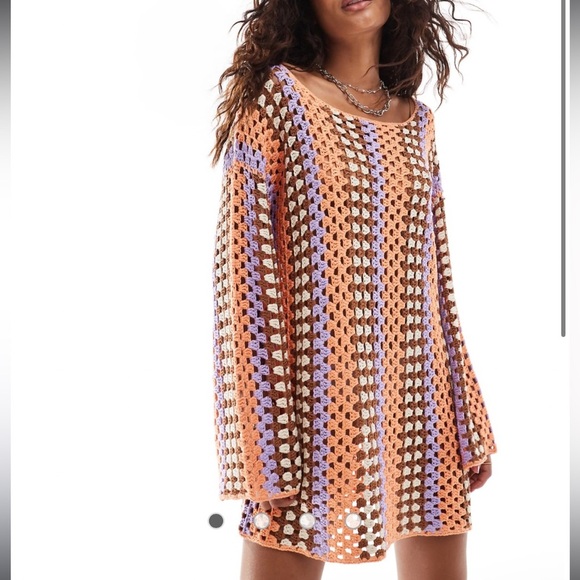 VRG GRL Myra Crochet Knit Dress in Orange and Purple XS NWT - Picture 1 of 5